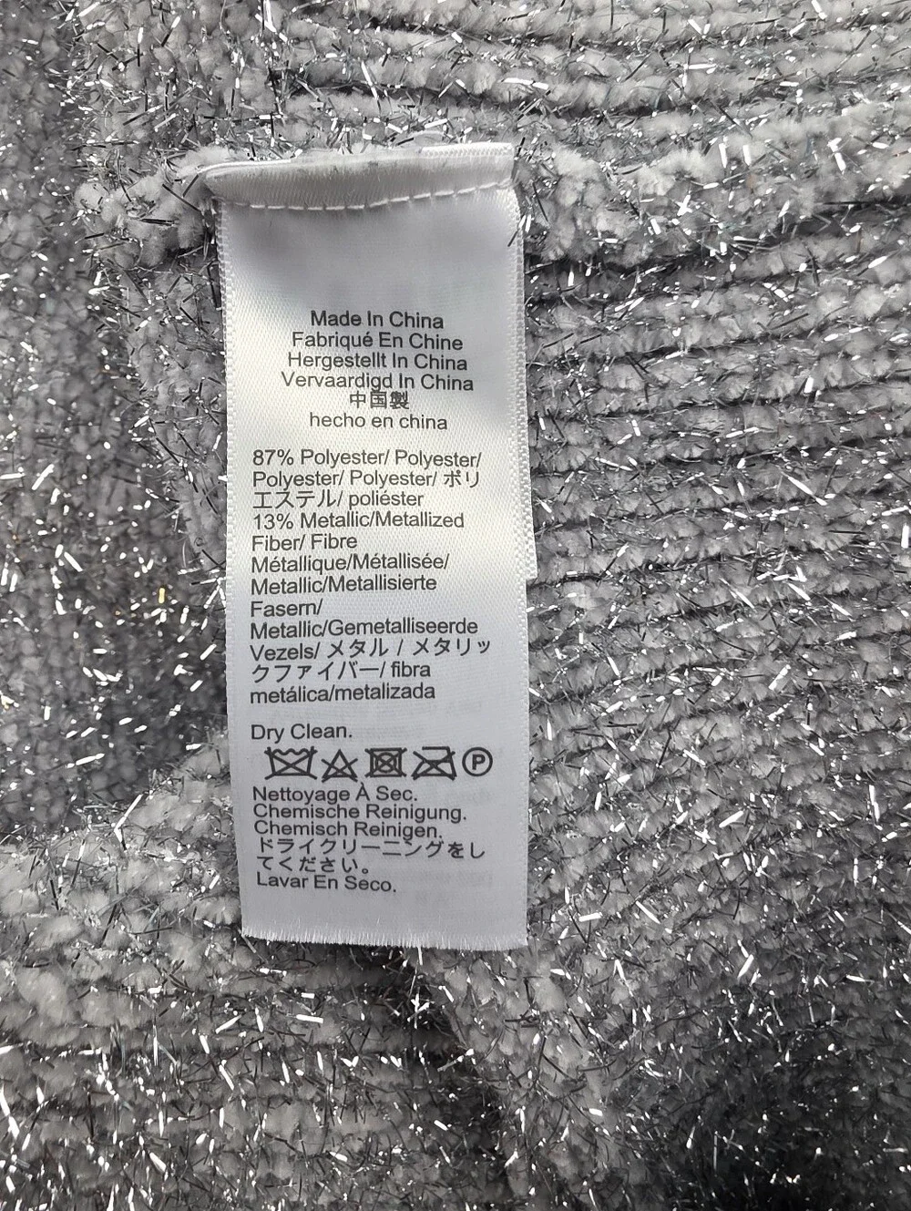 J. Crew Silver Metallic Tinsel Crewneck Sweater Women's Size Large